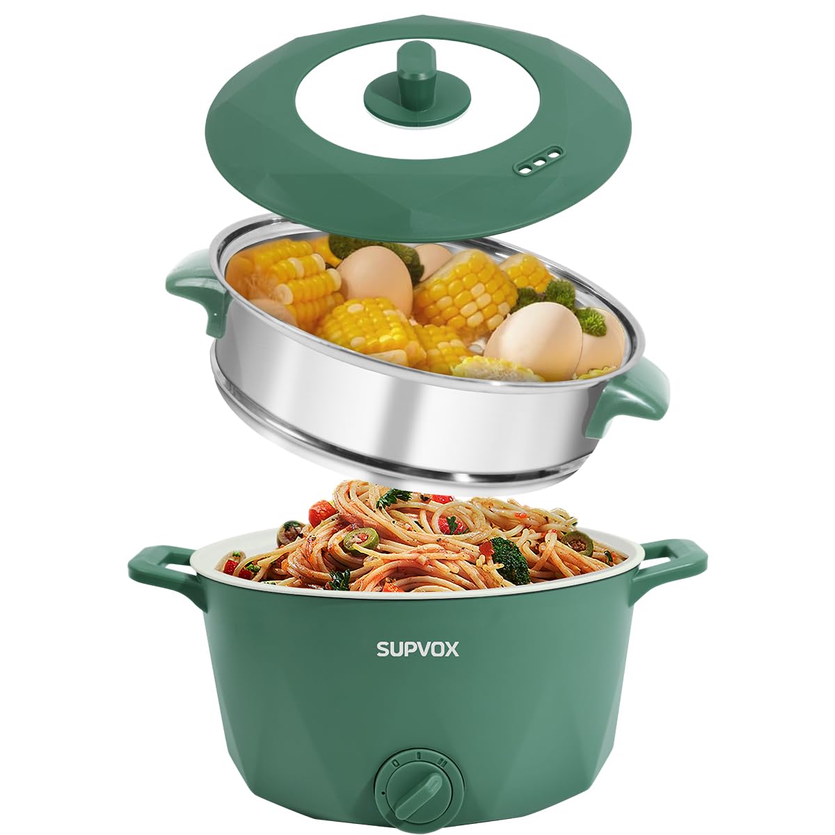 Supvox Electric Kettle for Cooking 3 Litre Non-Stick Electric Cooker with Steamer & Lid Multifunctional Rice Cooker Adjustable 1000W Egg Boiler Electric Pot for Frying, Steaming, Boiling Supvox Electric Kettle for Cooking 3 Litre Non-Stick Electric Cooker with Steamer & Lid Multifunctional Rice Cooker Adjustable 1000W Egg Boiler Electric Pot for Frying, Steaming, Boiling
